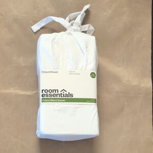 Room Essentials Cotton Blend Sateen Sheet in White